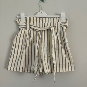 Zara TRF Collection Belted Striped Paperbag Shorts Size Small